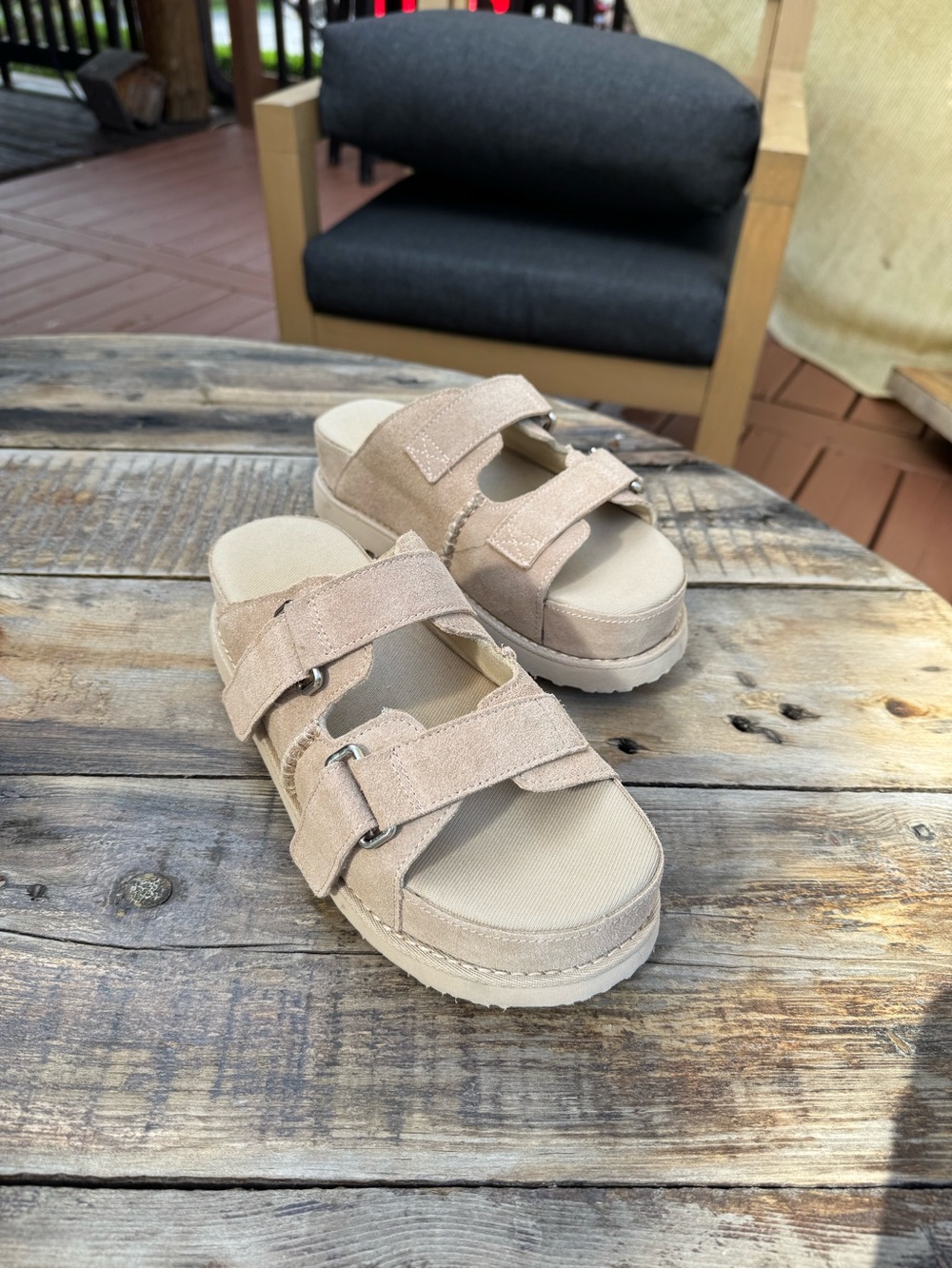 Project Cloud Beige Suede Platform Slide Sandals - Picture 5 of 5